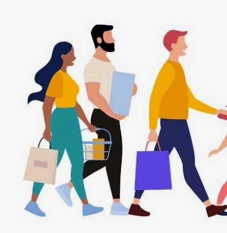 People shopping and relaxing, not worrying about returns